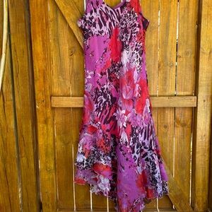 Ashro Y2K Bias cut Asymmetrical Sundress Patterned Sleeveless V-neck Size 1x